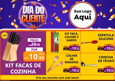 Modelo de Encarte para Encarte A4 Horizontal com o tema Dia do Cliente para Utilidades Domésticas