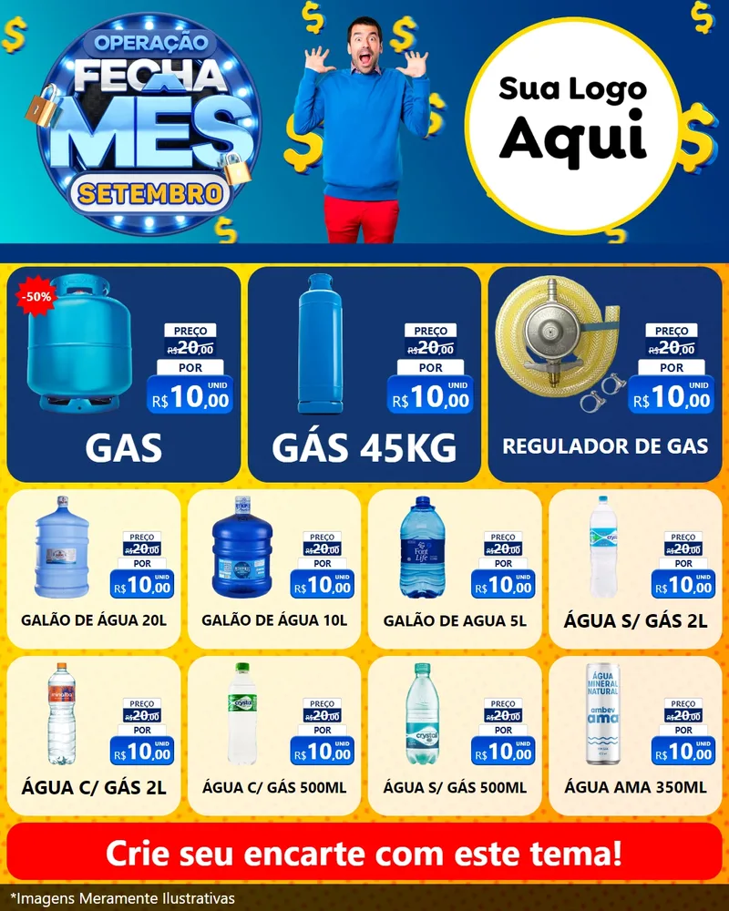 Modelo de Rede Social para Feed Instagram com o tema Operação Fecha Mês Setembro para Água e gás