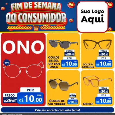 Modelo de Rede Social para Feed Facebook com o tema Fim de Semana do Consumidor para Óticas