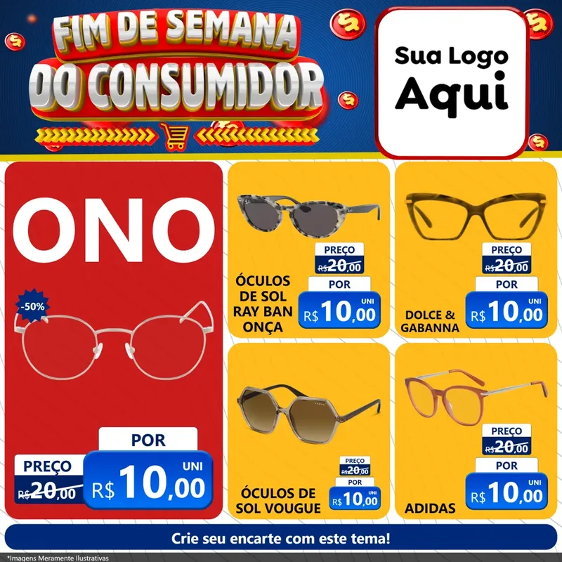 Modelo de Rede Social para Feed Facebook com o tema Fim de Semana do Consumidor para Óticas