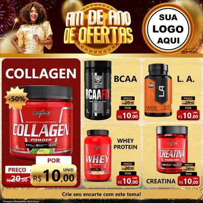 Modelo de Rede Social para Feed Facebook com o tema Fim de Ano de Ofertas para Suplementos alimentares