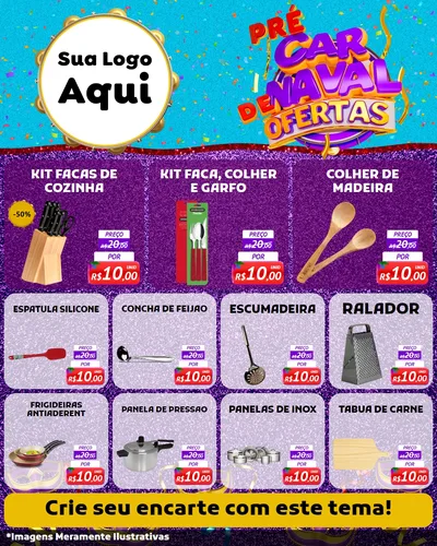 Modelo de Rede Social para Feed Instagram com o tema Pré Carnaval de Ofertas para Utilidades Domésticas