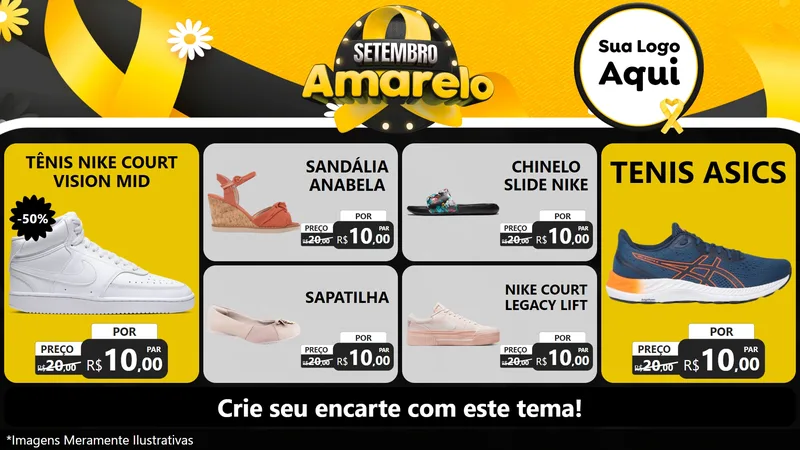 Modelo de TV para TV Horizontal com o tema Setembro Amarelo para Calçados