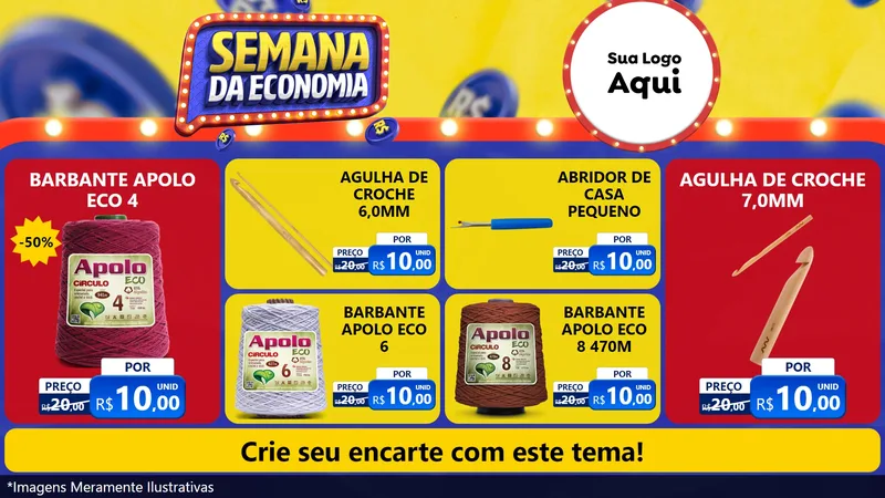 Modelo de TV para TV Horizontal com o tema Semana da Economia para Armarinho e Aviamentos