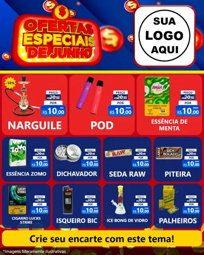 Modelo de Rede Social para Feed Instagram com o tema Ofertas Especiais de Junho para Tabacaria