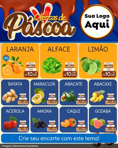 Modelo de Rede Social para Feed Instagram com o tema Ofertas de Páscoa para Hortifrúti