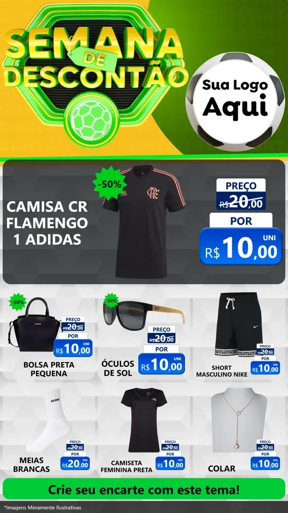 Modelo de Rede Social para Stories com o tema Semana de Descontão - Copa para Roupas e acessórios