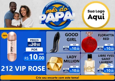 Modelo de Encarte para Encarte A4 Horizontal com o tema Ofertas Imperdíveis Mês Do Papai para Perfumes
