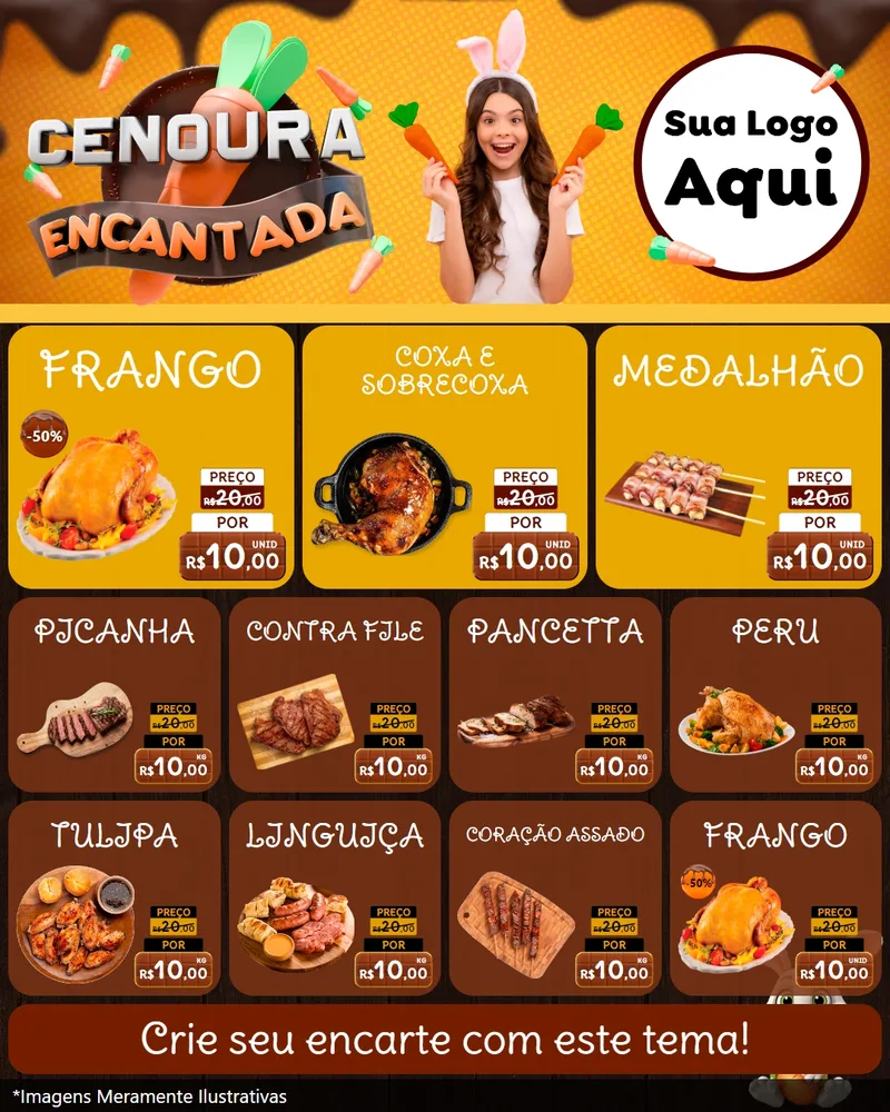 Modelo de Rede Social para Feed Instagram com o tema Cenoura Encantada - Páscoa para Assados
