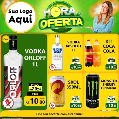 Modelo de Rede Social para Feed Facebook com o tema Hora da Oferta para Distribuidora de bebidas