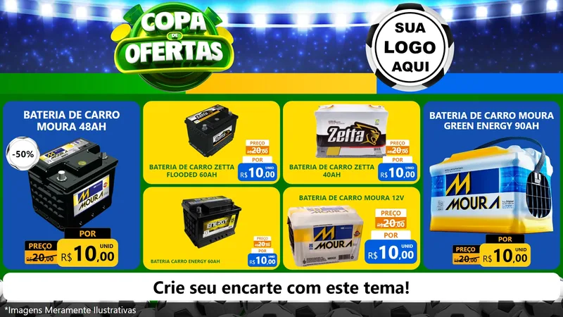 Modelo de TV para TV Horizontal com o tema Copa de Ofertas para Baterias Elétricas