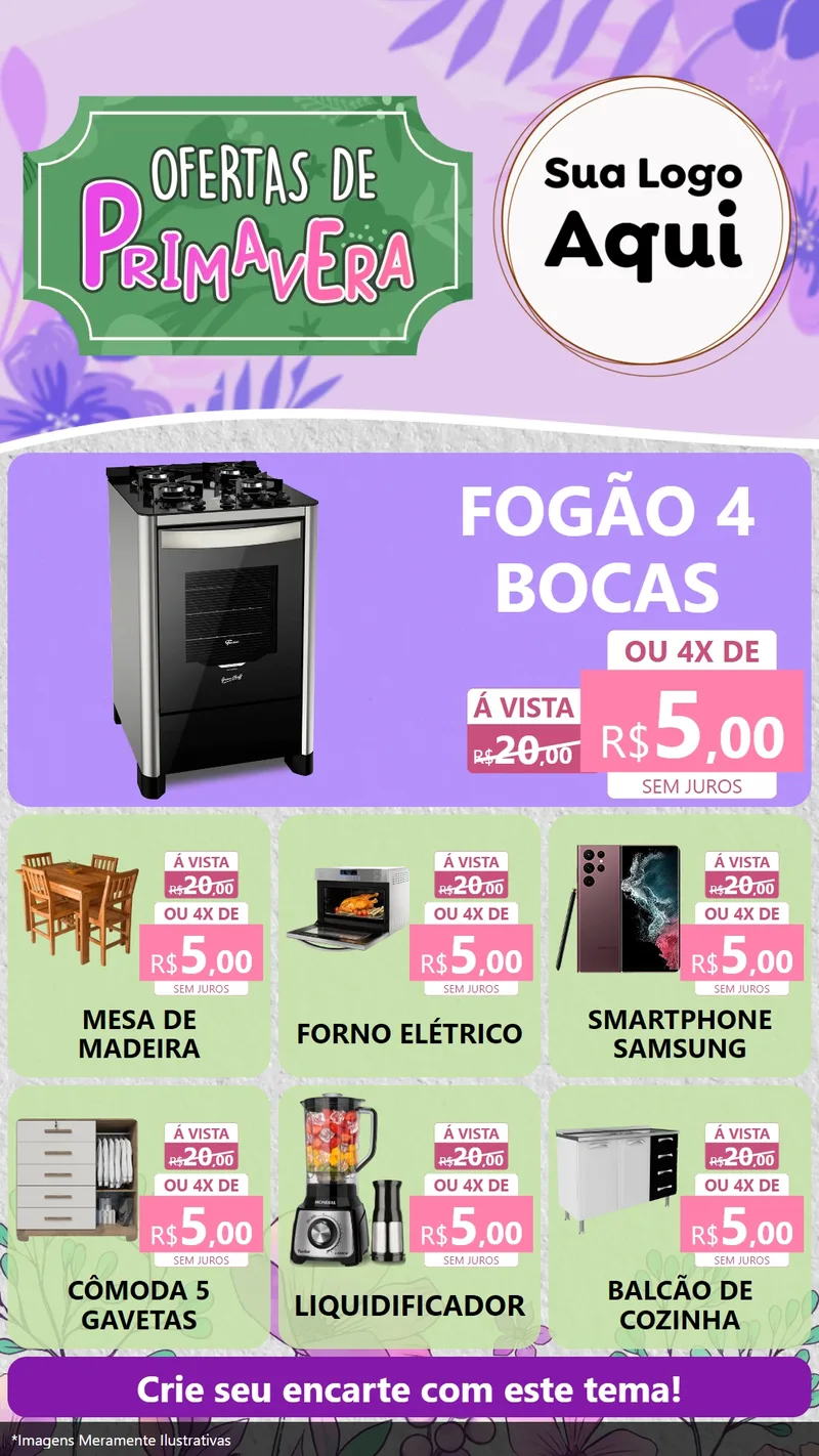 Modelo de Rede Social para Stories com o tema Ofertas de Primavera para Móveis e Eletro