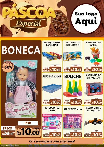 Modelo de Encarte para Encarte A4 Vertical com o tema Páscoa Especial para Brinquedos