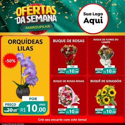 Modelo de Rede Social para Feed Facebook com o tema Ofertas da Semana Farroupilha para Floricultura e jardim