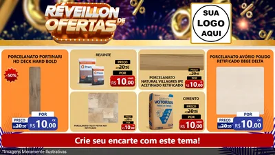Modelo de TV para TV Horizontal com o tema Réveillon de Ofertas para Pisos e revestimentos