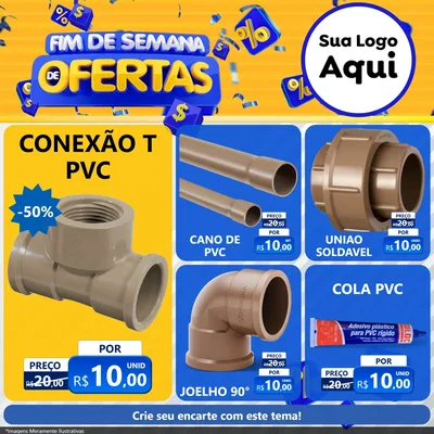 Modelo de Rede Social para Feed Facebook com o tema Fim de Semana de Ofertas para Tubos e conexões