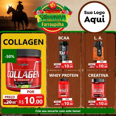 Modelo de Rede Social para Feed Facebook com o tema Especial Semana Farroupilha para Suplementos alimentares