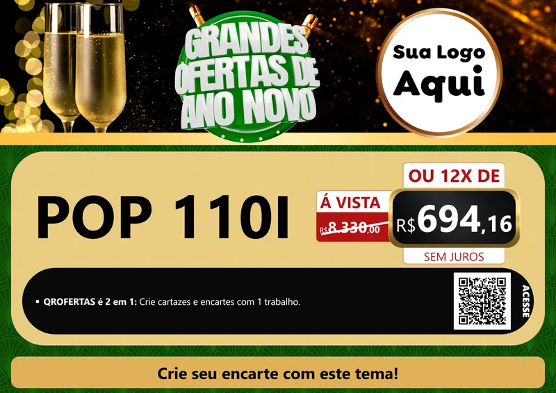 Modelo de Cartaz para Cartaz A4 Horizontal com o tema Grandes Ofertas de Ano Novo para Concessionaria de Motos