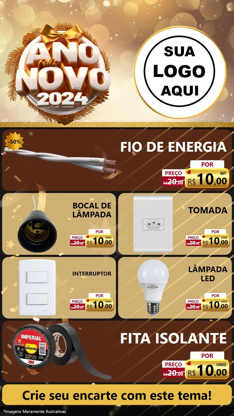 Modelo de TV para TV Vertical com o tema Feliz Ano Novo 2027 para Materiais Elétricos