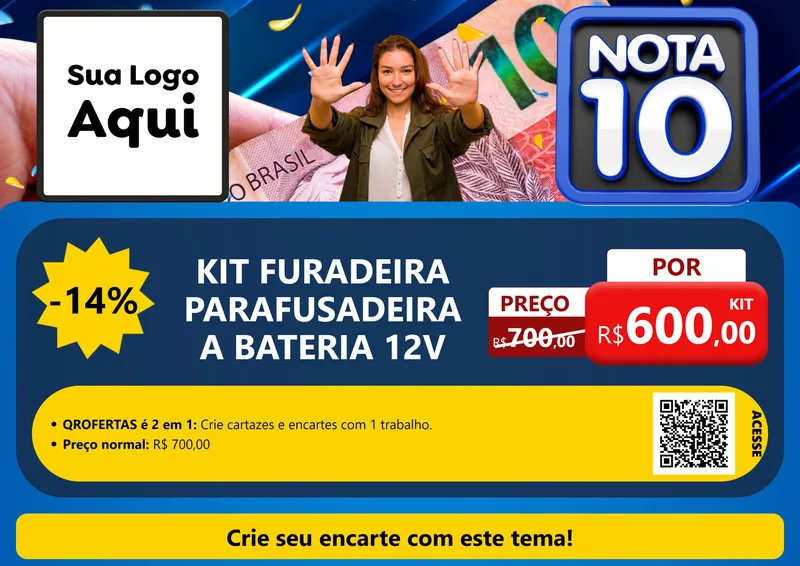 Modelo de Cartaz para Cartaz A4 Horizontal com o tema Nota 10 para Maquinas e Ferramentas