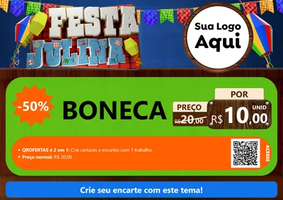 Modelo de Cartaz para Cartaz A4 Horizontal com o tema Festa Julina para Brinquedos