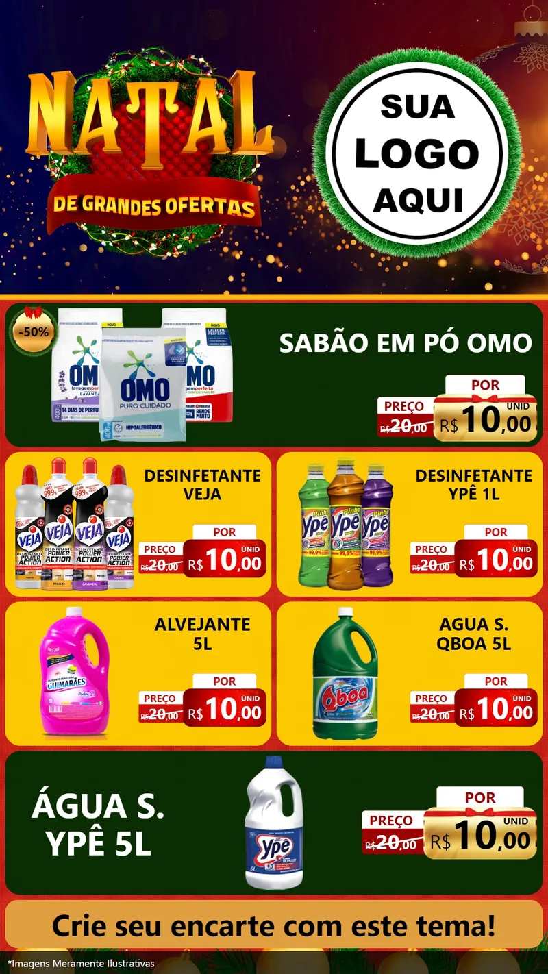 Modelo de TV para TV Vertical com o tema Natal de Grandes Ofertas para Produtos de Limpeza