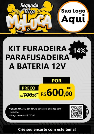 Modelo de Cartaz para Cartaz A4 Vertical com o tema Segunda e Terça Maluca para Maquinas e Ferramentas