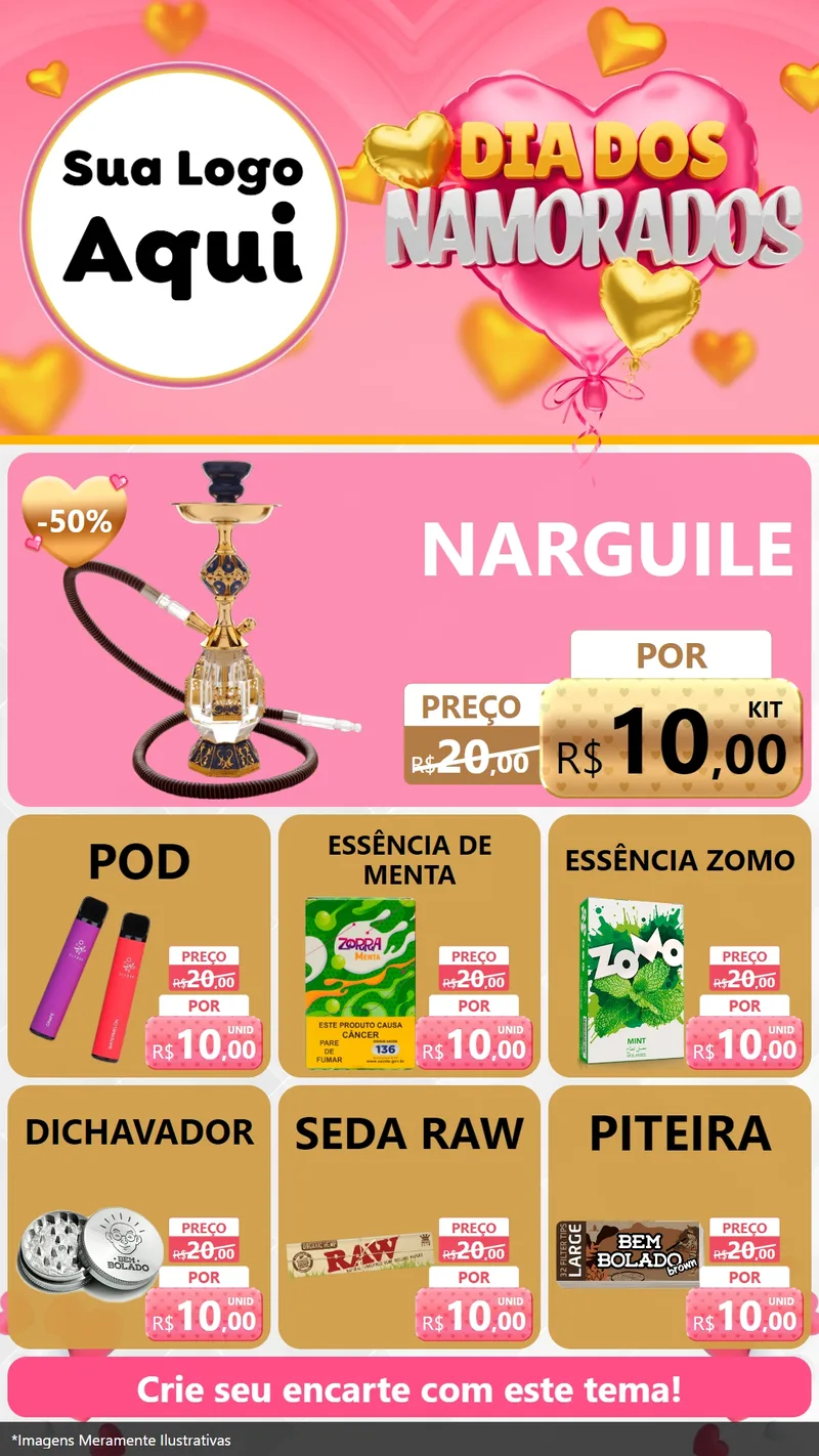 Modelo de Rede Social para Stories com o tema Dia dos Namorados para Tabacaria