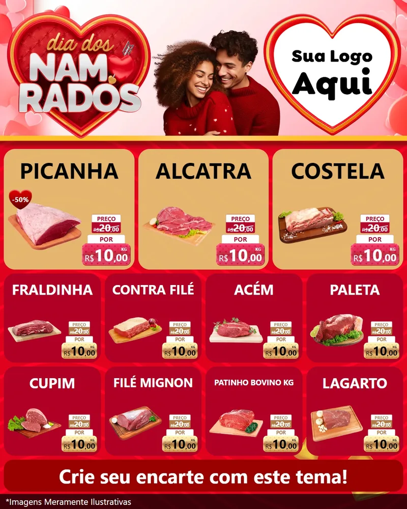 Modelo de Rede Social para Feed Instagram com o tema Dia dos Namorados para Açougue