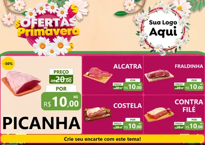 Modelo de Encarte para Encarte A4 Horizontal com o tema Ofertas de Primavera para Açougue