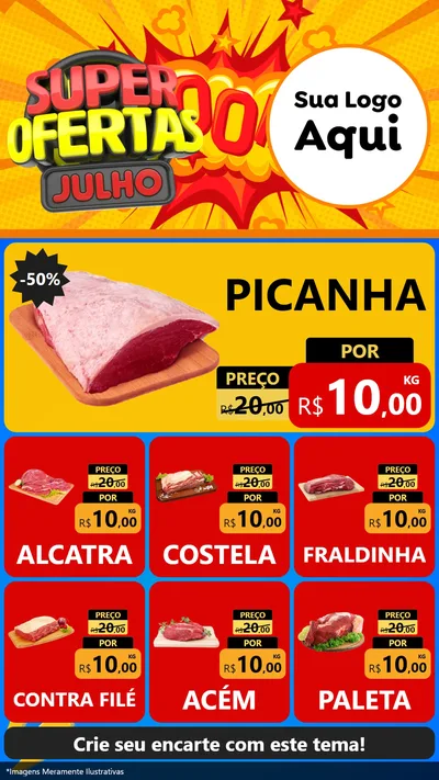 Modelo de Rede Social para Stories com o tema Super Ofertas Julho para Açougue
