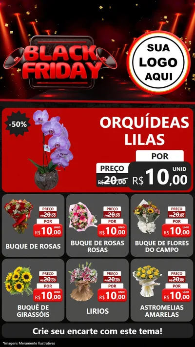 Modelo de Rede Social para Stories com o tema Black Friday para Floricultura e jardim