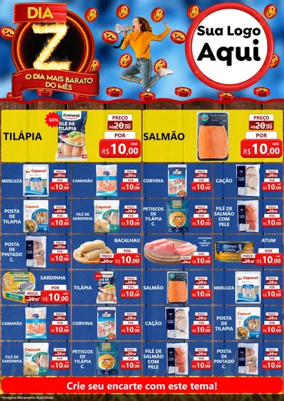 Modelo de Encarte para Encarte A4 Vertical com o tema Dia Z - O Dia Mais Barato Do Mês para Peixaria