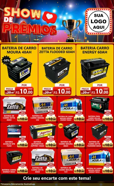 Modelo de Encarte para Encarte Grande com o tema Show de Prêmios para Baterias Elétricas