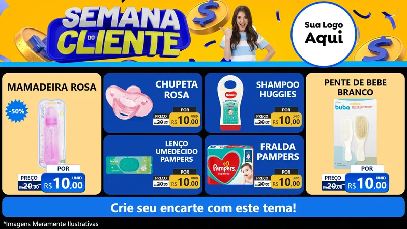 Modelo de TV para TV Horizontal com o tema Semana do Cliente para Bebês