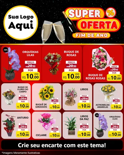 Modelo de Rede Social para Feed Instagram com o tema Super Oferta Fim de Ano para Floricultura e jardim