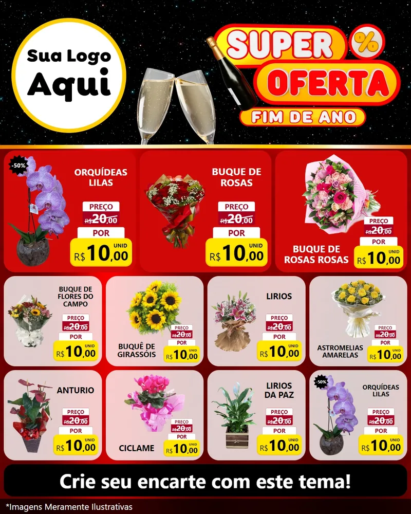 Modelo de Rede Social para Feed Instagram com o tema Super Oferta Fim de Ano para Floricultura e jardim