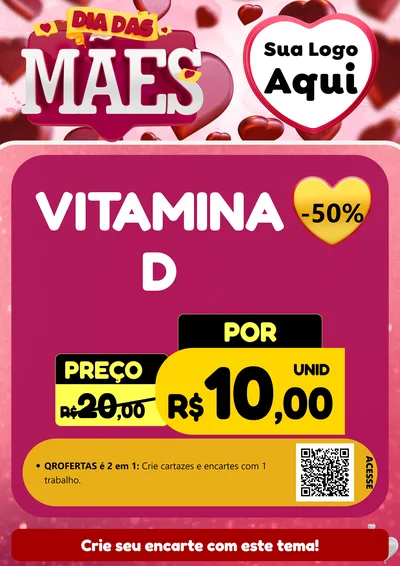 Modelo de Cartaz para Cartaz A4 Vertical com o tema Dia Das Mães para Farmácia
