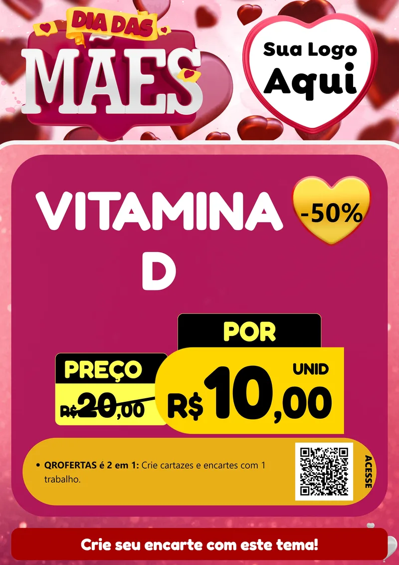 Modelo de Cartaz para Cartaz A4 Vertical com o tema Dia Das Mães para Farmácia