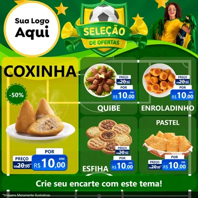 Modelo de Rede Social para Feed Facebook com o tema Seleção de Ofertas - Copa para Salgadaria