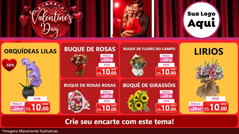 Modelo de TV para TV Horizontal com o tema Valentine's Day para Floricultura e jardim