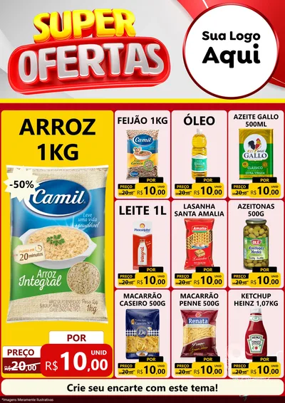 Modelo de Encarte para Encarte A4 Vertical com o tema Super Ofertas para Supermercado