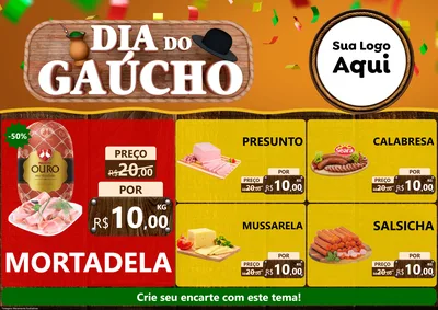 Modelo de Encarte para Encarte A4 Horizontal com o tema Dia do Gaúcho para Frios e Laticínios