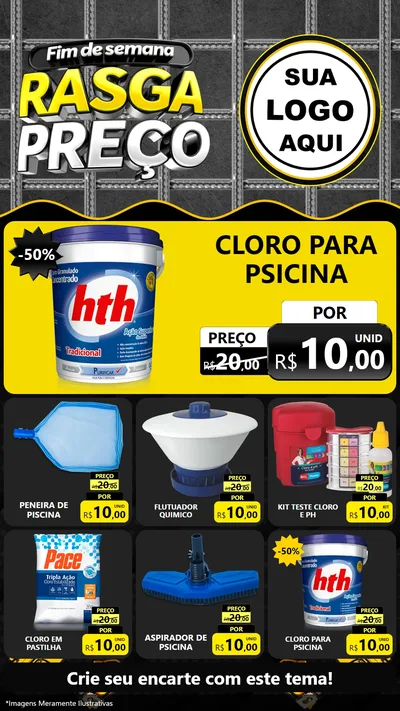 Modelo de Rede Social para Stories com o tema Fim de Semana Rasga Preço para Produtos para Piscina