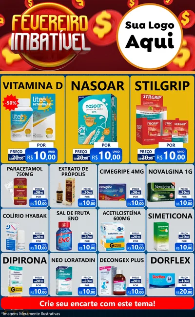 Modelo de Encarte para Encarte Grande com o tema Fevereiro Imbatível para Farmácia