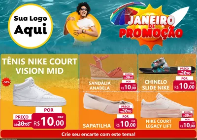 Modelo de Encarte para Encarte A4 Horizontal com o tema Janeiro de Promoção para Calçados