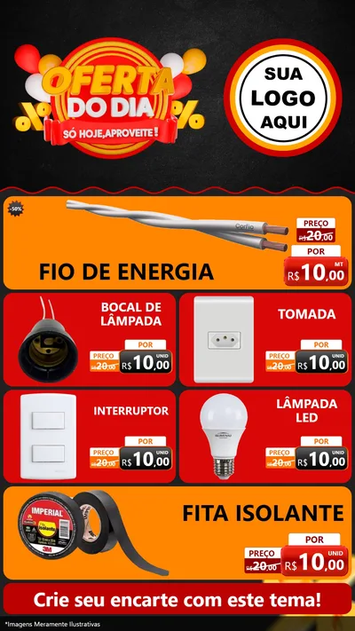 Modelo de TV para TV Vertical com o tema Oferta do Dia - Só hoje, Aproveite! para Materiais Elétricos