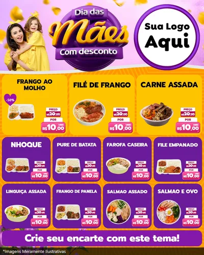 Modelo de Rede Social para Feed Instagram com o tema Dia das Mães com Desconto para Restaurante