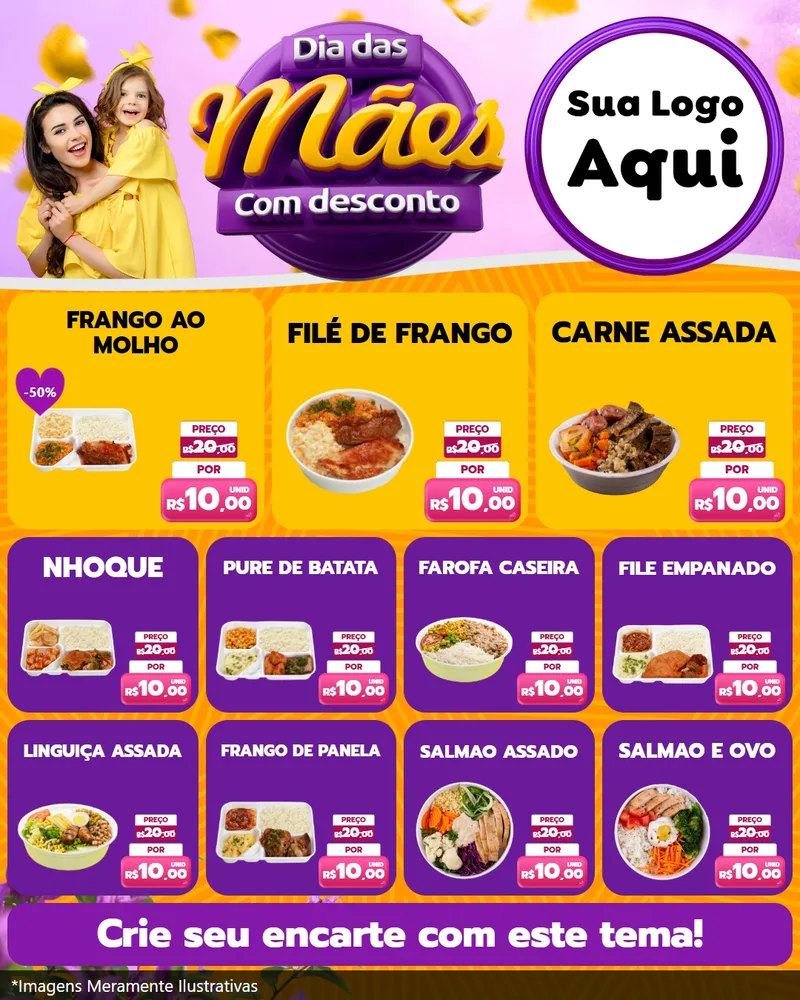Modelo de Rede Social para Feed Instagram com o tema Dia das Mães com Desconto para Restaurante