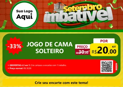 Modelo de Cartaz para Cartaz A4 Horizontal com o tema Setembro Imbatível para Cama, Mesa e Banho